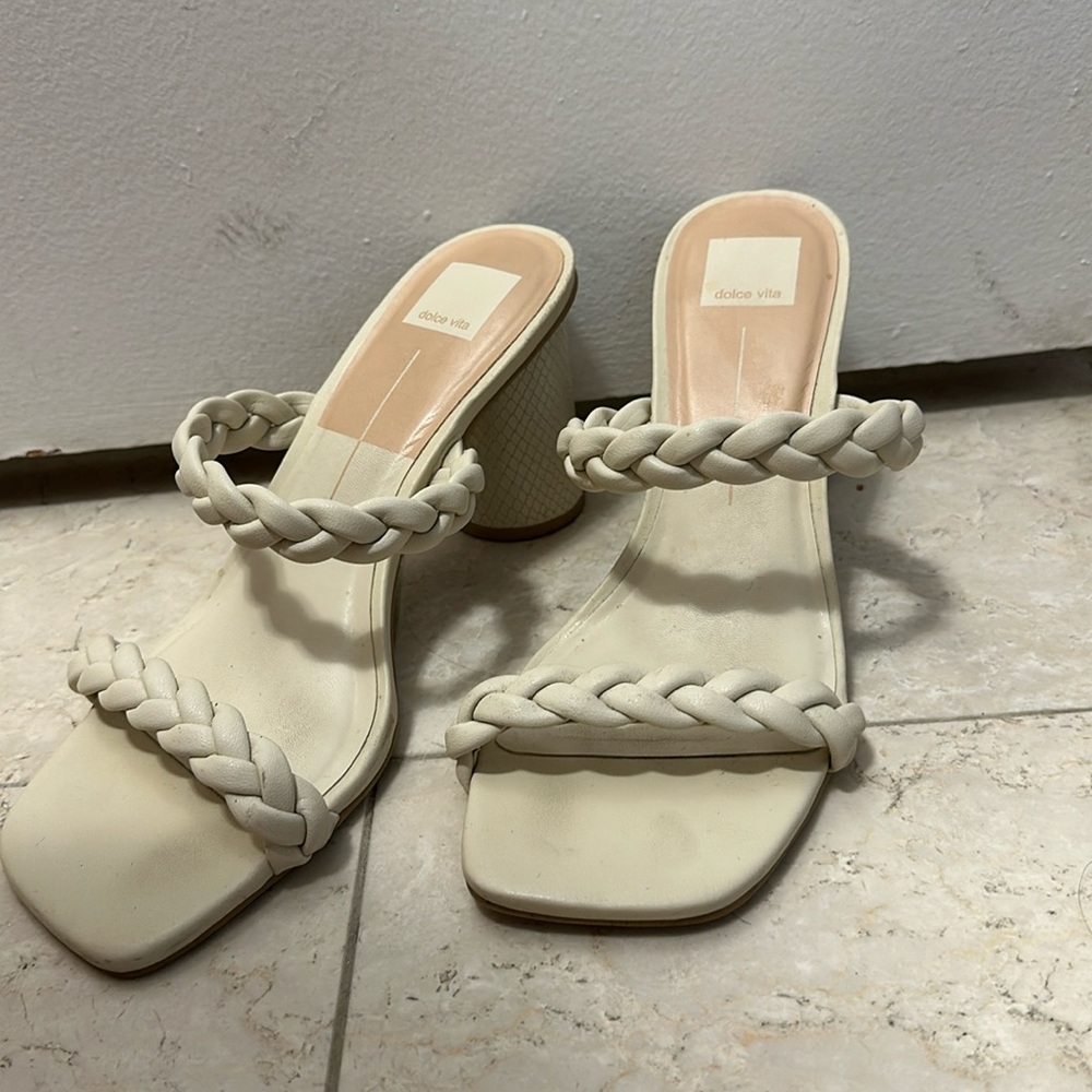 Cream Dolce Vita braided sandals